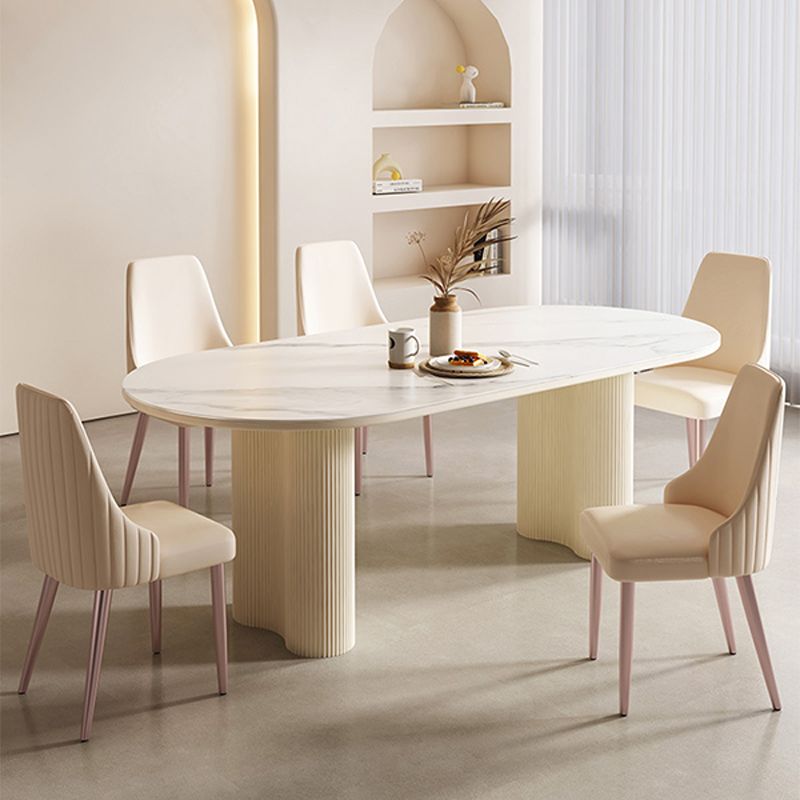 Contemporary Sintered Stone Dining Table Oval Dinner Room Table