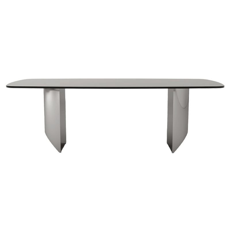 Glass Top Dining Table Rectangle Dining Table with Stainless Steel Base
