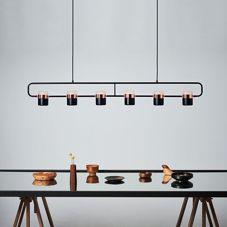 6 Light Cylinder Island Lighting Fixtures Contemporary Metal Island Lighting Ideas in Black