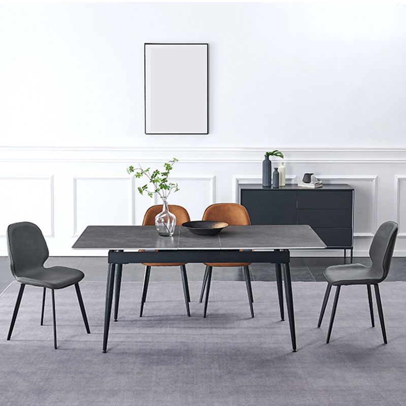 Modern Style Chair Faux Leather and Metal Dining Side Chair for Home