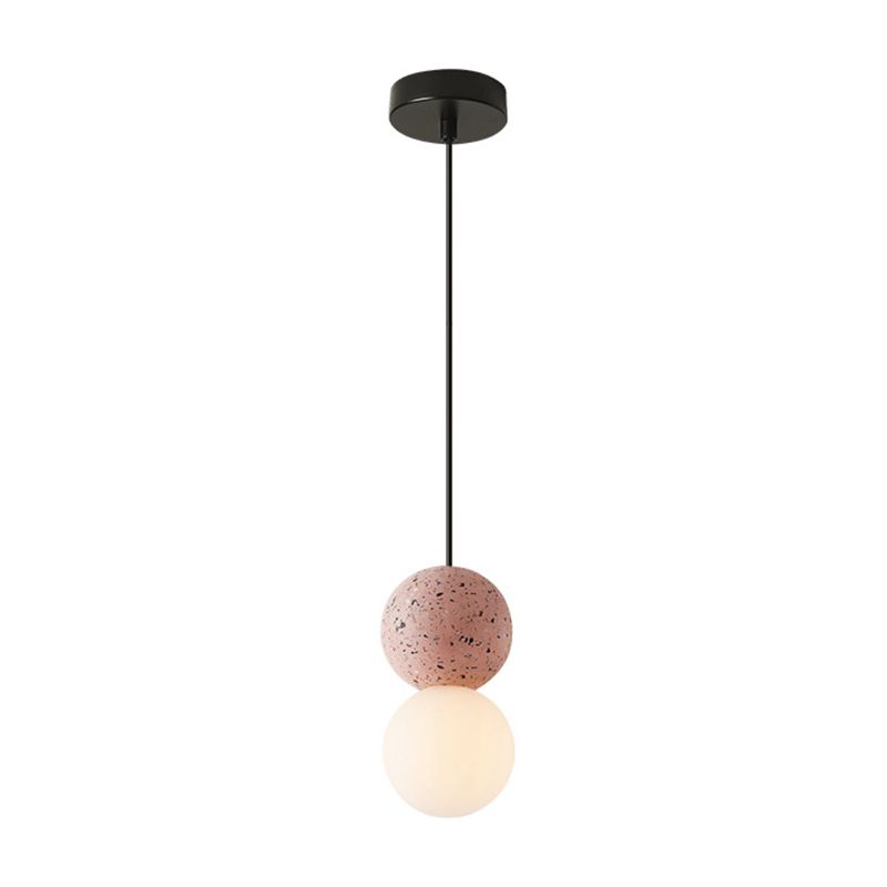 1 Light Stone Pendant Light Modern Minimalist Suspension Lighting for Bedroom