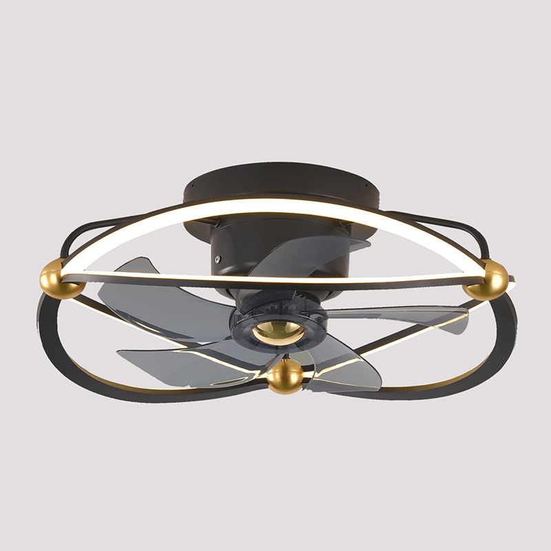 1-Light Circular Flush Mount Lamp Modern Style Metal Fan Ceiling Lighting