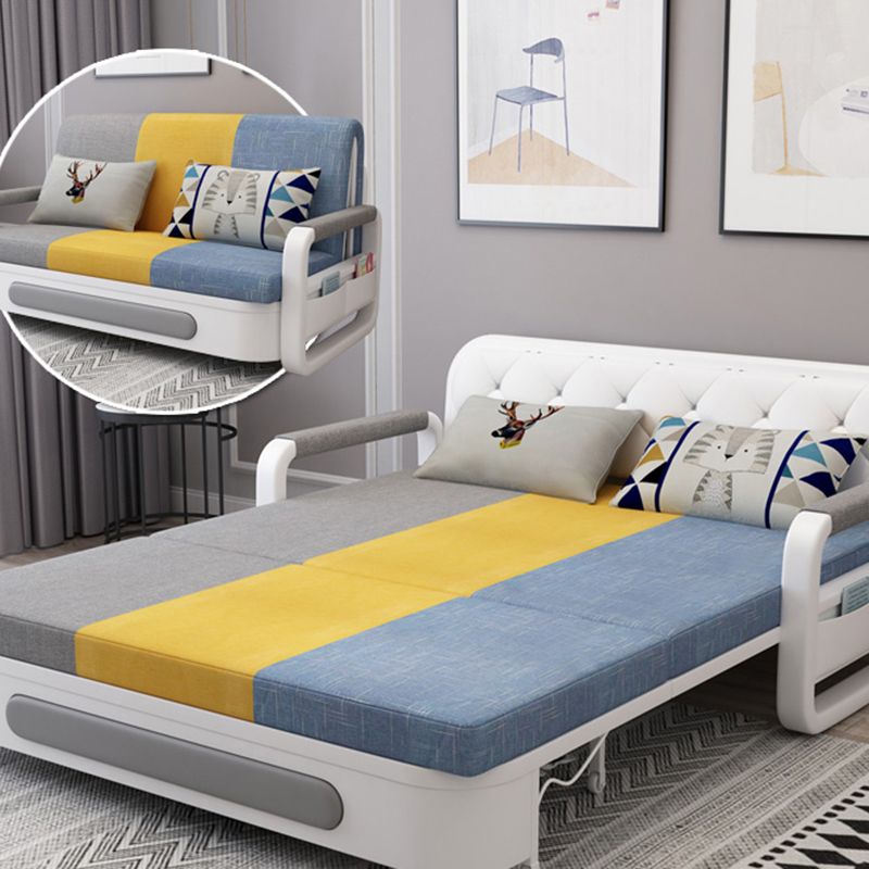 Slipcovered Cotton Blend Contemporary Sofa with Bed for Living Room