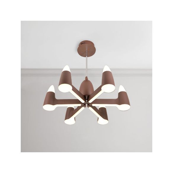 Cone Ceiling Chandelier Nordic Metal 3/6/8 Lights Brown Chandelier Light Fixture for Living Room