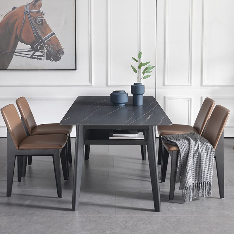 Modern Sintered Stone Top Dining Set Rectangle 1/2/5/7 Pieces Wooden Dining Room Table Set