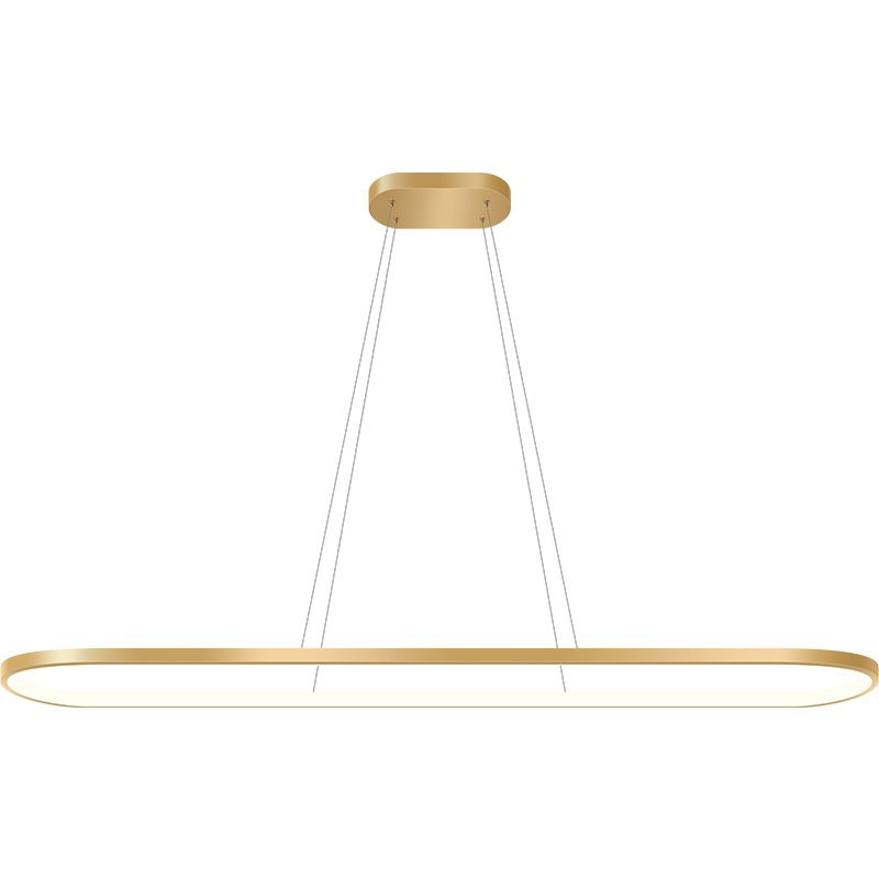 Metal Oblong Pendant Light Fixture Minimalist Gold Plated LED Island Lighting over Table