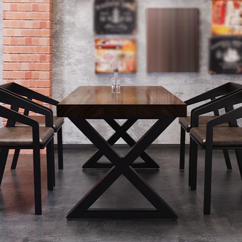 Rectangle Dining Table Industrial Dining Table with Iron Base