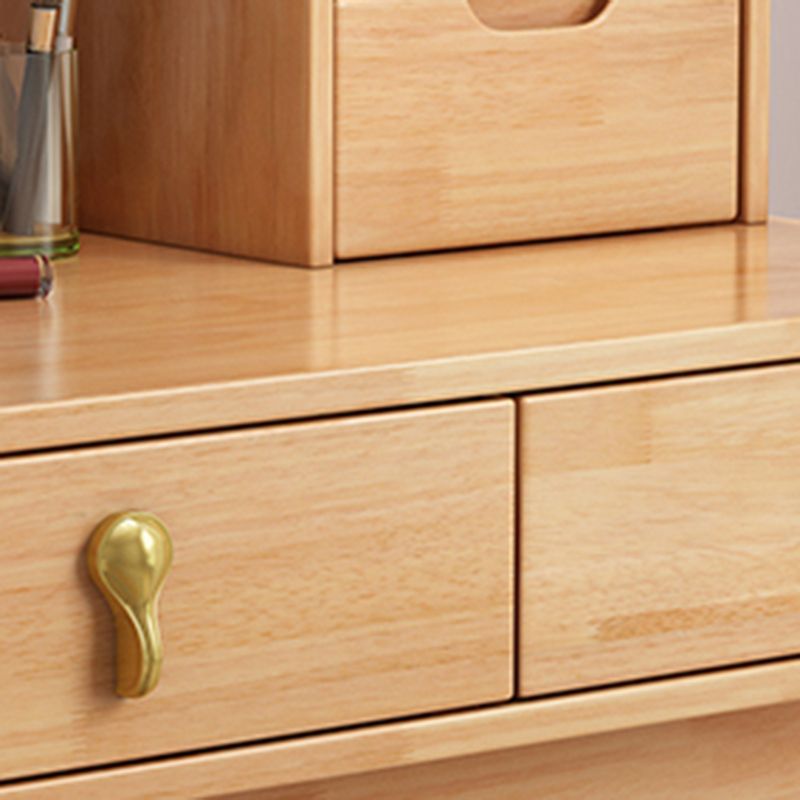 Solid Wood Dresser Scandinavian Vanity Set with Stool and Mirror