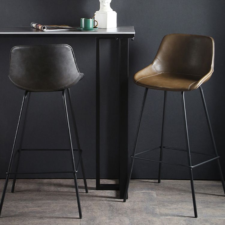 Industrial Style PU Leather Stools Square Low Back with Metal Legs for Bristol