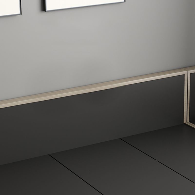 Contemporary Gray Panel Bed with Rectangular Headboard in Wood