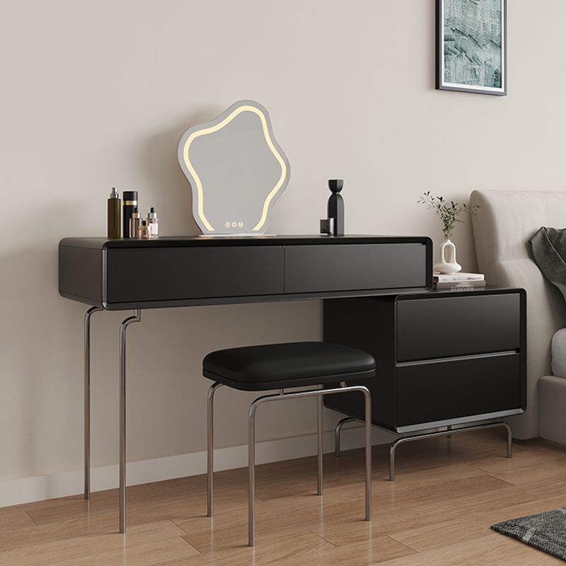 Wood Standing Makeup Vanity Set Lighted Mirror Makeup Vanity