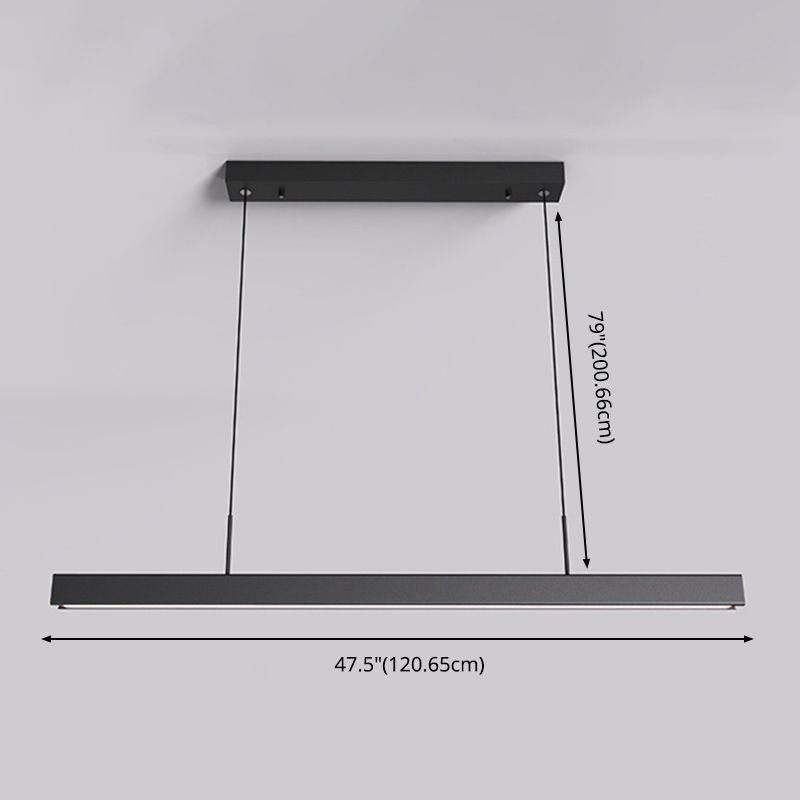 Black Metal Hanging Pendant Lights Contemporary Linear Hanging Lamps for Dining Room