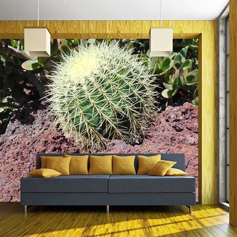 Tropical Cactus Mural Wall Covering Decorative Mildew Resistant for Living Room