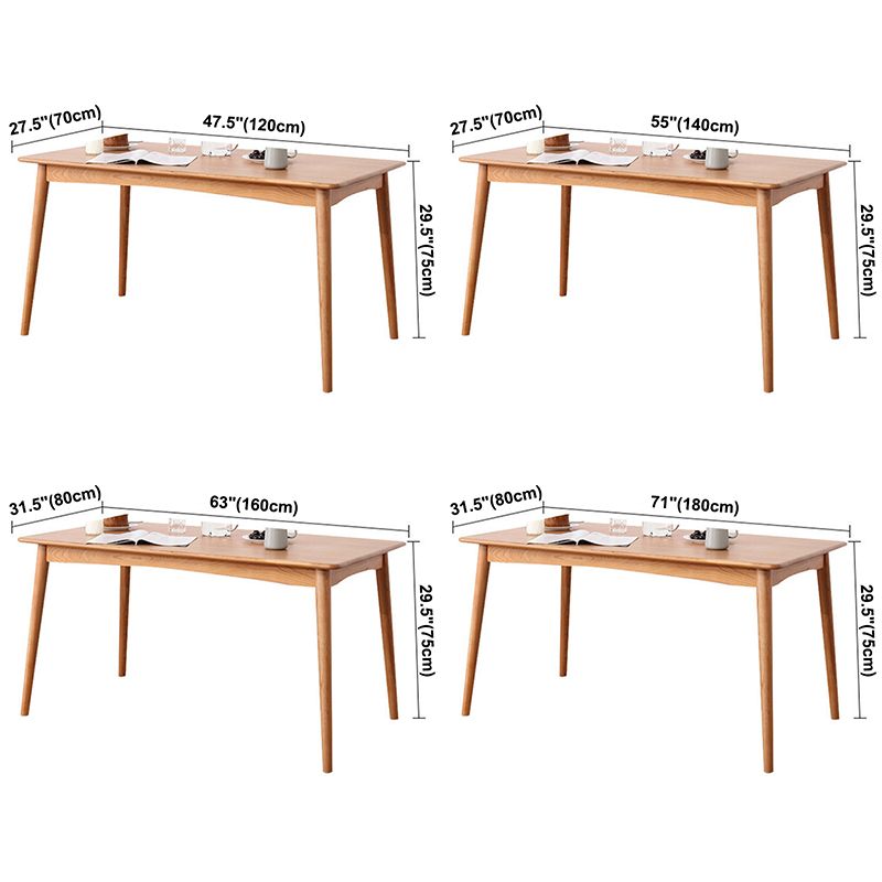 Contemporary Dining Table Cherry Solid Wood Table with 4 Legs for Kitchen Dinner Dining Room