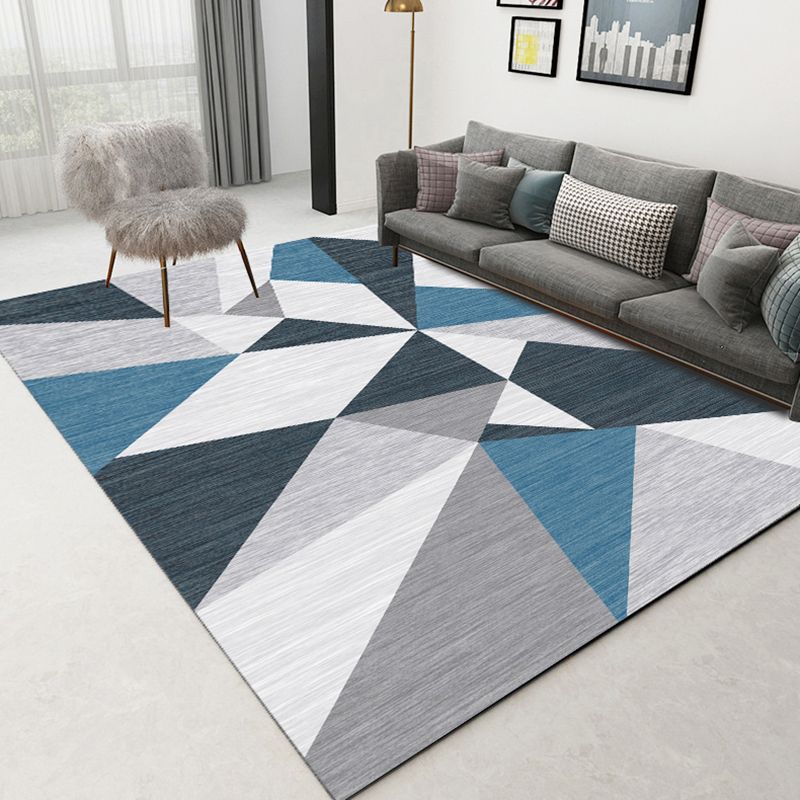 Gray Tone Funky Area Carpet Polyester Triangle Splicing Rug Stain Resistant Carpet for Living Room