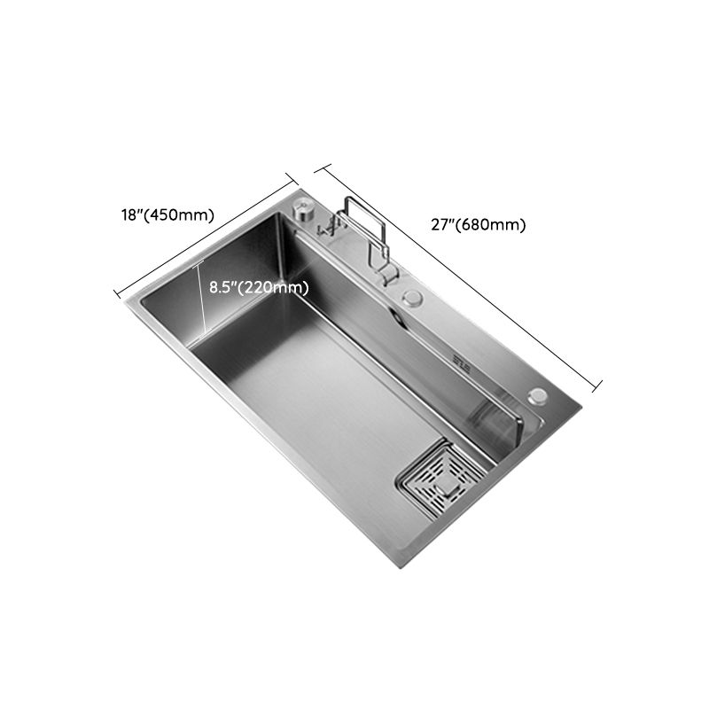 Modern Kitchen Sink Single Bowl Overflow Hole Stainless Steel Workstation Sink with Faucet