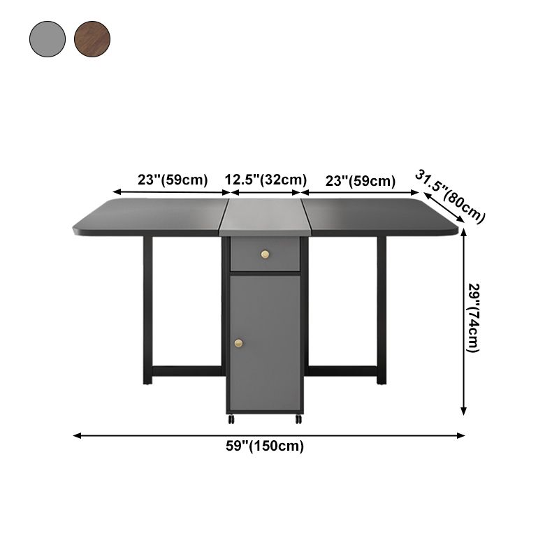 Mesa de comedor rectangular moderno de mediados de siglo Mesa de hoja caída con base de madera maciza, 59 "L x 29.1" H