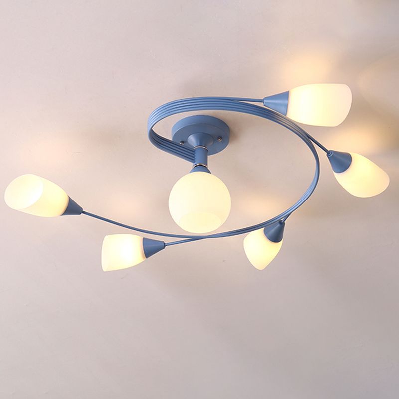 White Glass Flush Mount Light Modern Style Simplicity Bedroom Ceiling Lamp