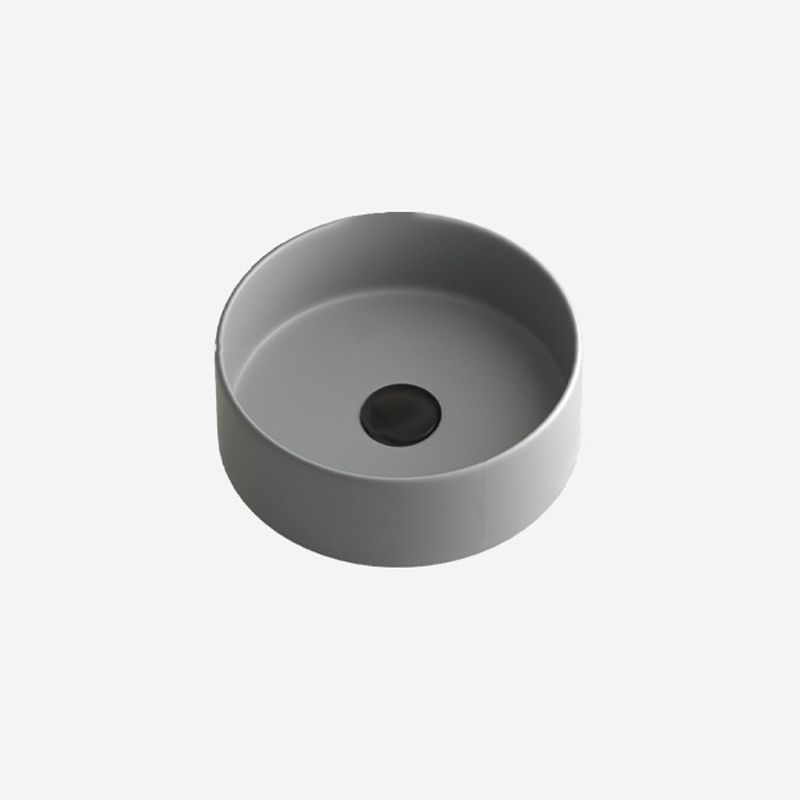 Modern Bathroom Sink Porcelain Pop-Up Drain Round Vessel Lavatory Sink