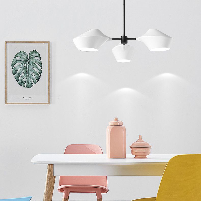 Estilo posmoderno Minimalismo Iluminación Candelier blanca Acrílica Geométrica Suminosa luz de suspensión Luz con caña de colgar ajustable de 19,6 "