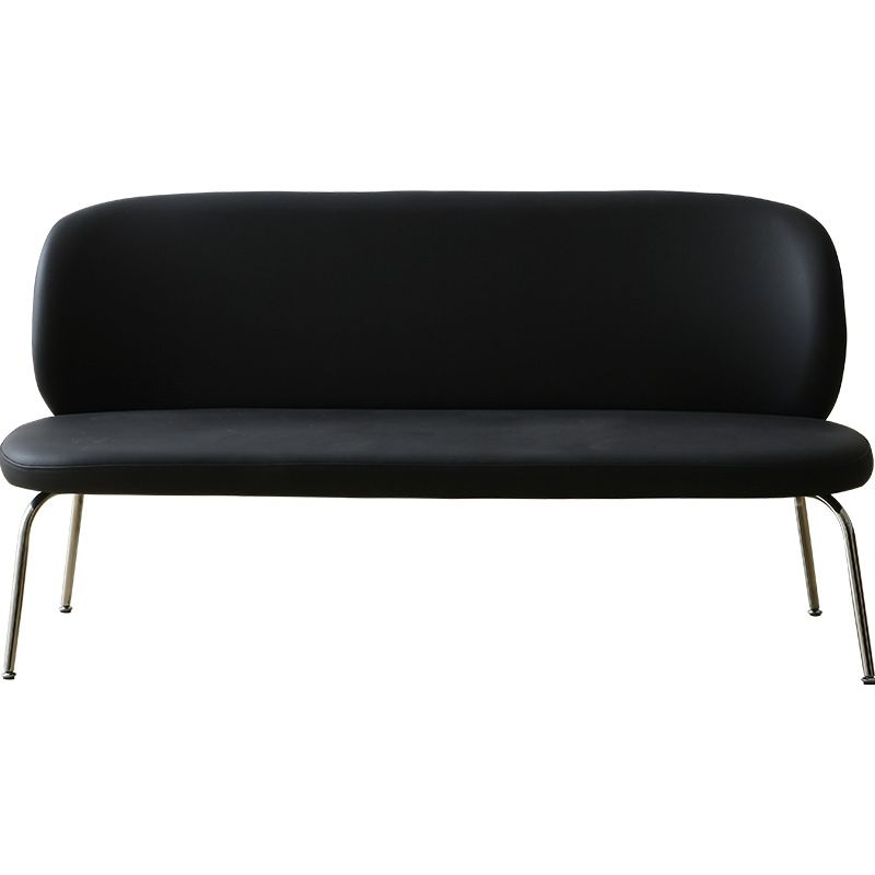 Faux Leather Modern Settee 2-seat Armless Seating in Black/Green
