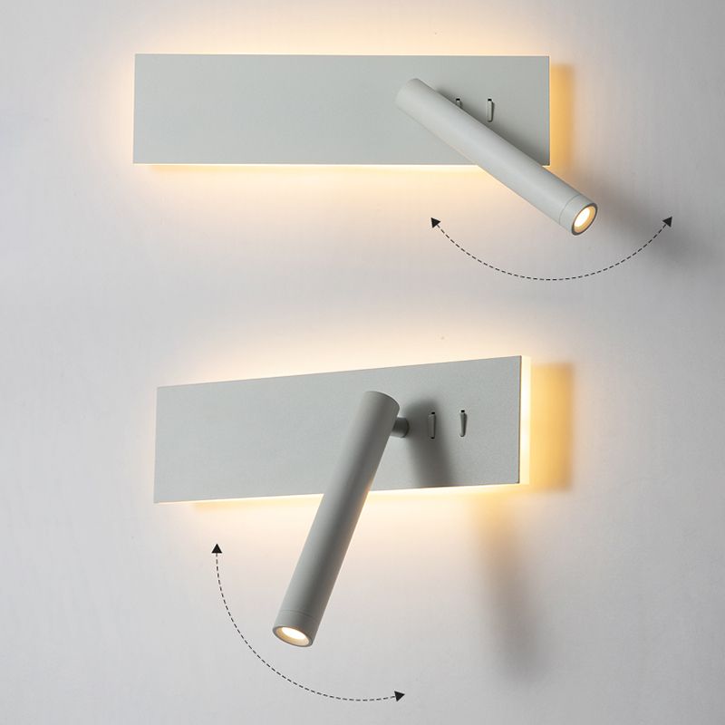 Modern Aluminum Wall Light Rectangle 2 Lights Reading Wall Sconce for Bedroom