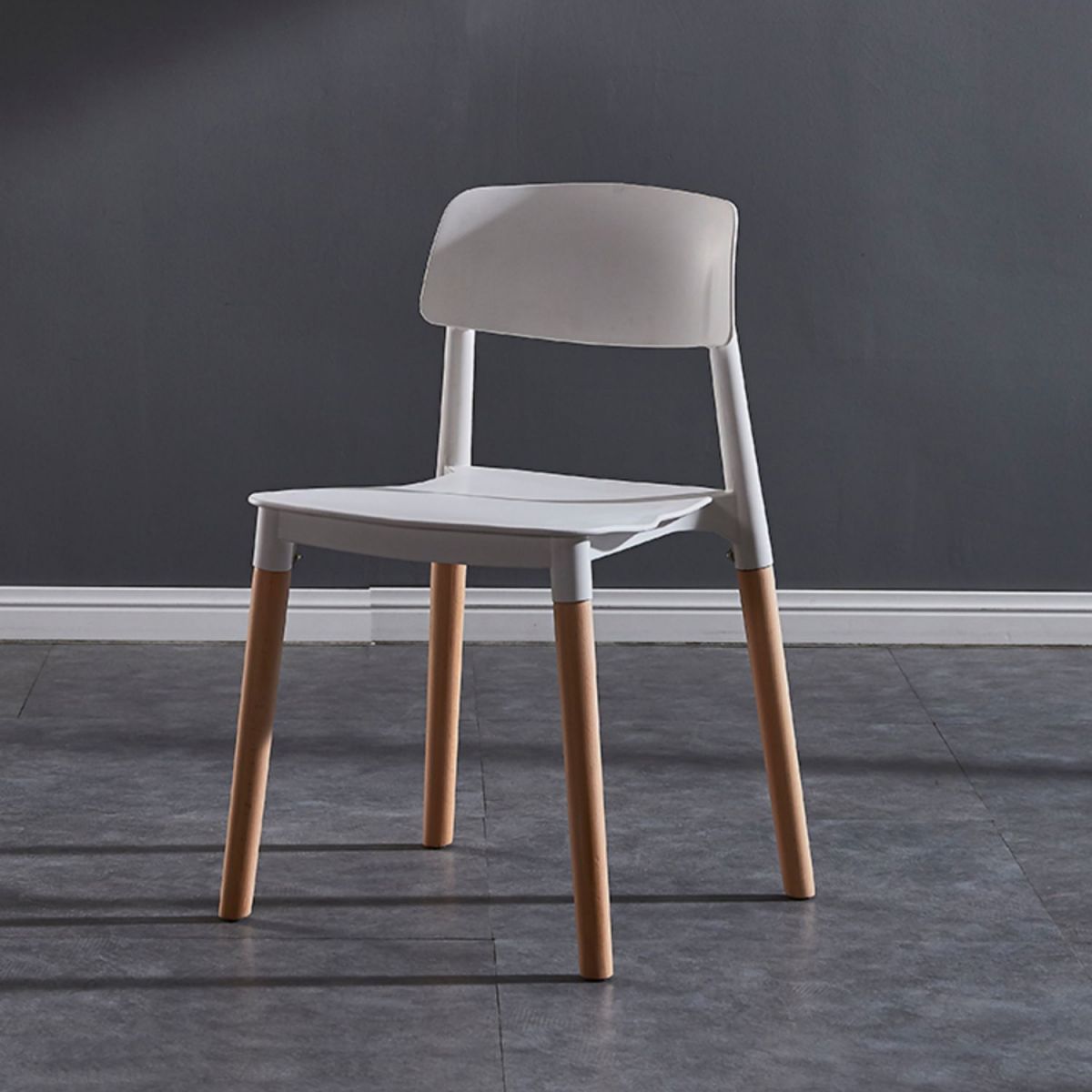 Contemporary Style Plastic Dining Chair Open Back Dining Side Chair for Kitchen
