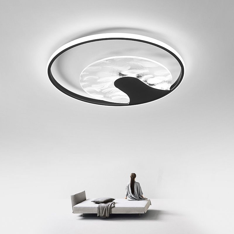 Tree Shaped Feather Flush Mount Light Simplicity Acrylic Bedroom LED Ceiling Lamp
