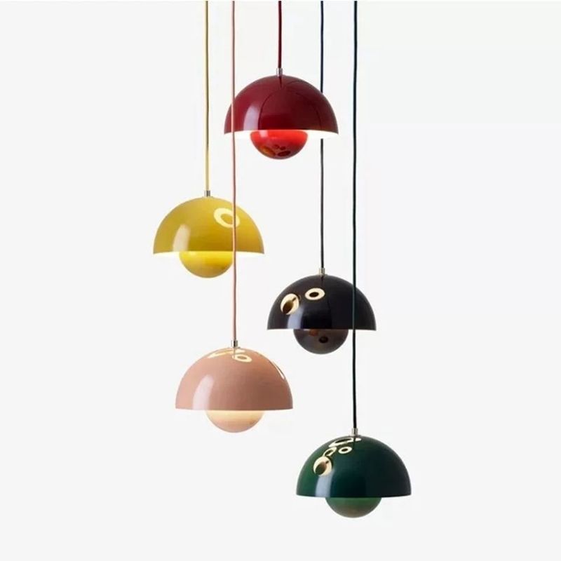 Colorful Dome Shape Pendant Light Nordic Metal Hanging Pendant for Living Room