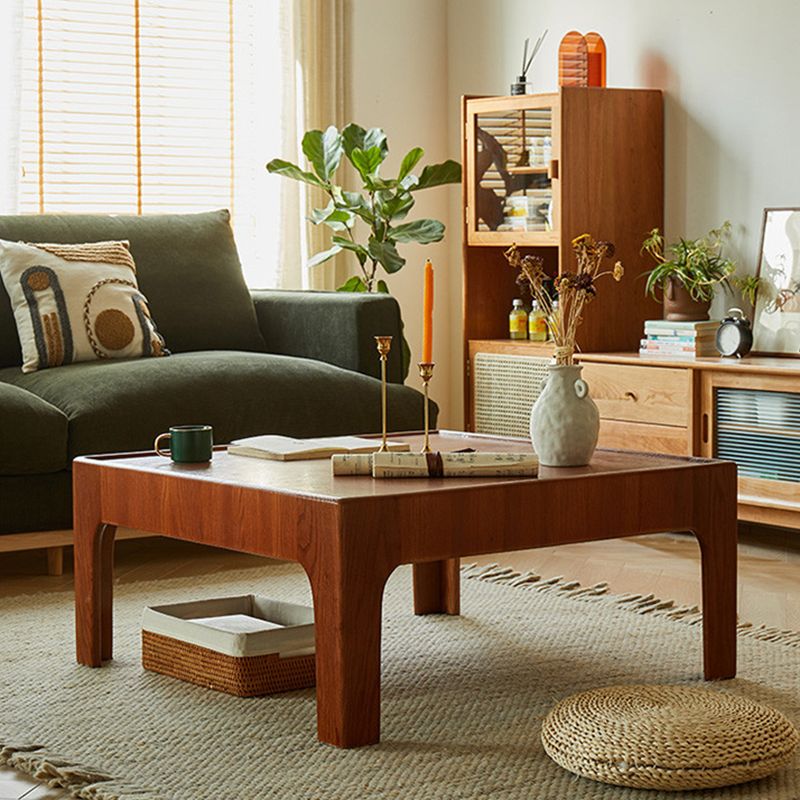 4 Legs Wooden Coffee Table Tray Top Brone Coffee Table 15.7" High