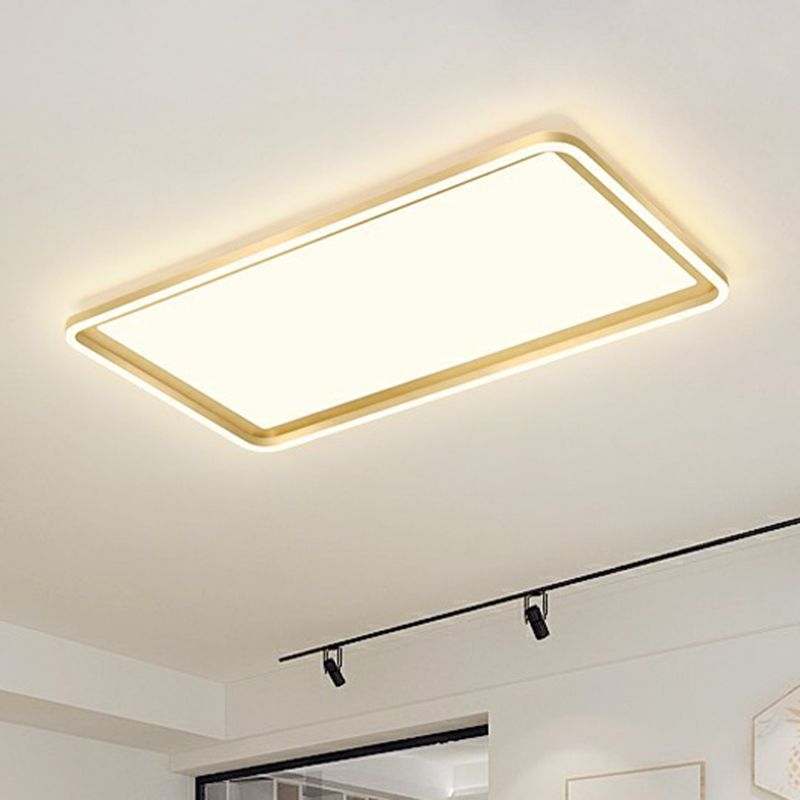 Rechthoekige zitkamerplafondlamp Acryl minimalistische LED-inbouwarmatuur in goud