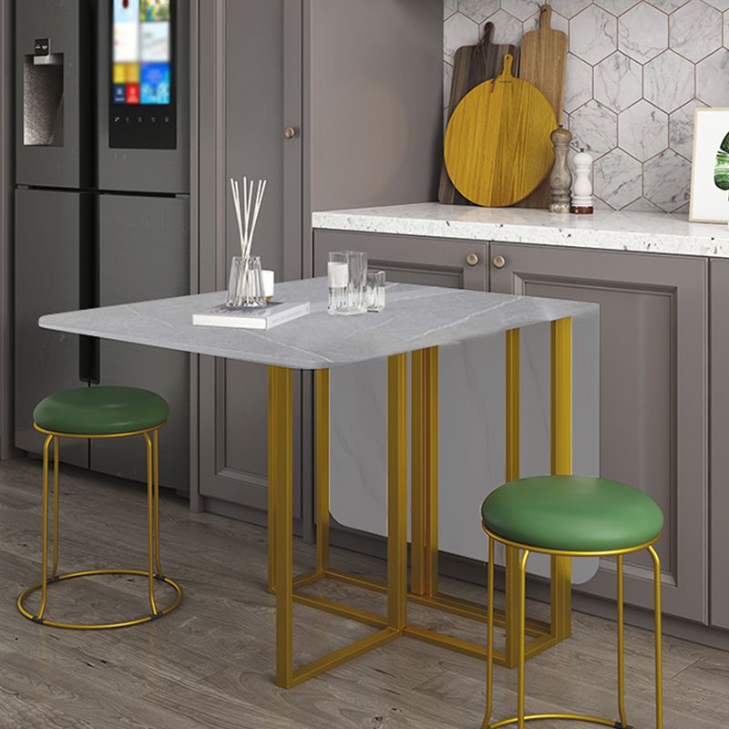 59"H Modern Sintered Stone Table Foldable Rectangle Table with Trestle Base