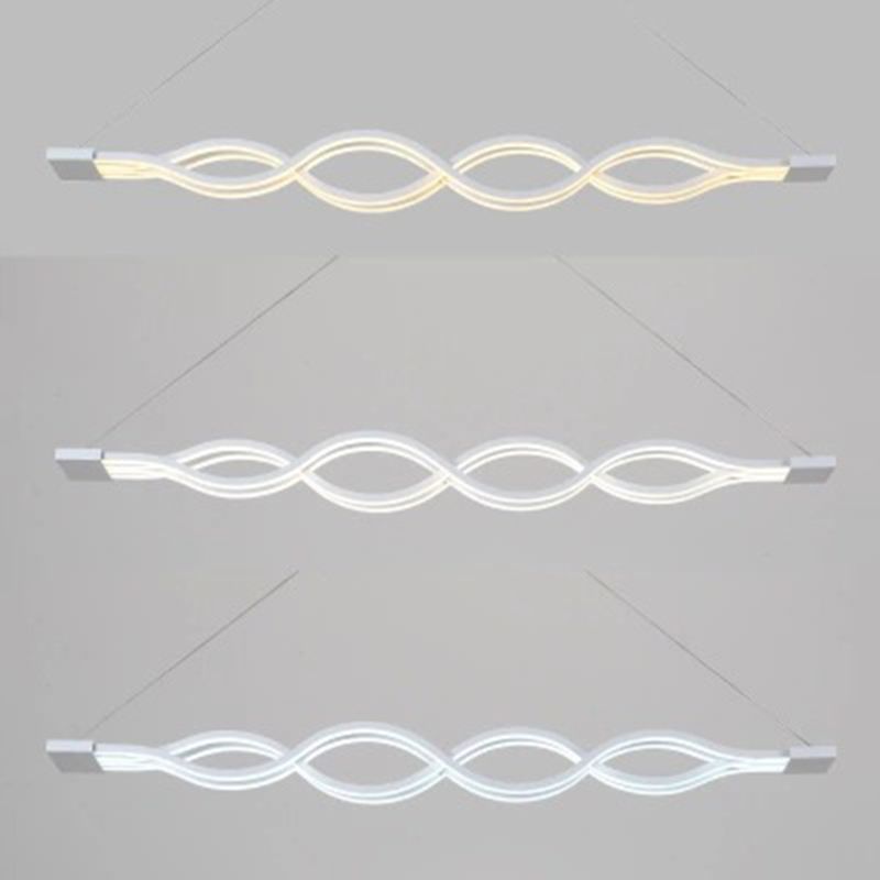 Contemporary Style Waves Ceiling Pendant Light Acrylic Dinning Room LED Hanging Light in White