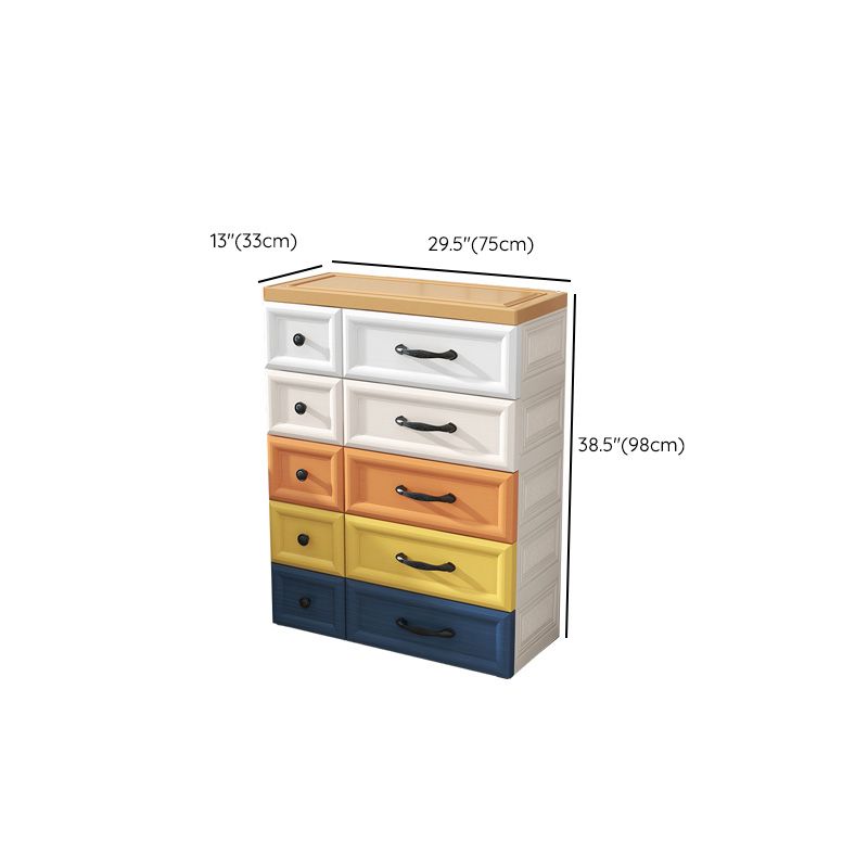 Ultra Modern Plastic Kids Nightstand with Drawers and Legs for Bedroom