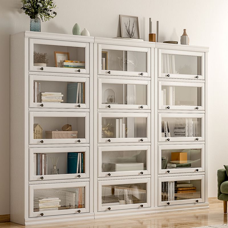 Modern Style Closed Back Bookshelf Standard Solid Wood Bookcase with Cabinets