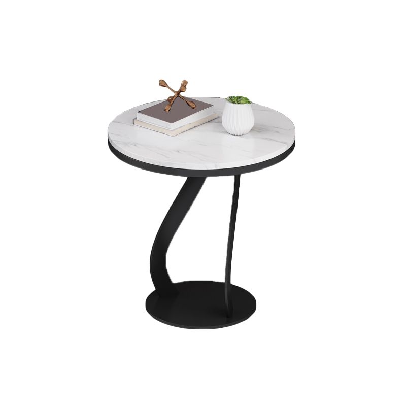 Modern Slate Round Side Table 19.6" Tall Iron Abstract End Table