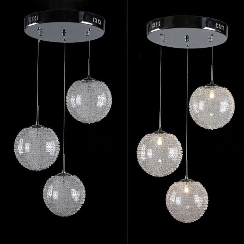 Chromball -Anhänger Leuchte moderne klare Glashängung Licht für Wendeltreppen
