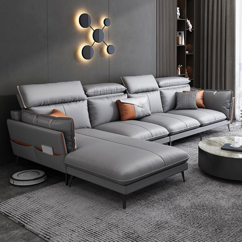 Modern Pillow Top Arm Sectional Sofa 37.8"High Fabric Cushion Back Sofa