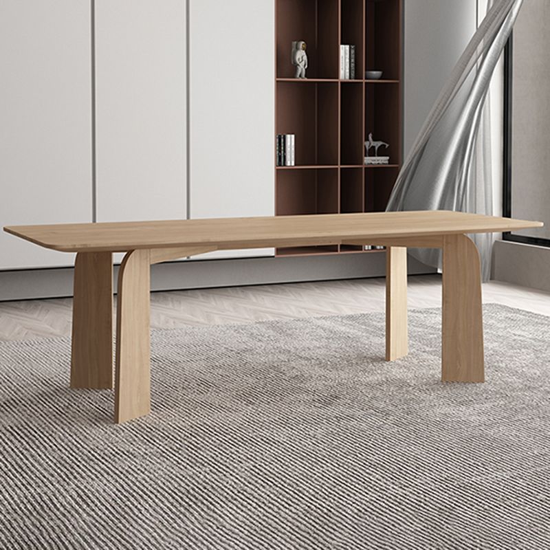 4 Natural Finish Legs Dining Table Modern Solid Wood Rectangle Dining Table