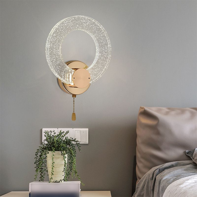 Round Shape Crystal Wall Light Modern Style 1 Light Wall Mount Light in Gold