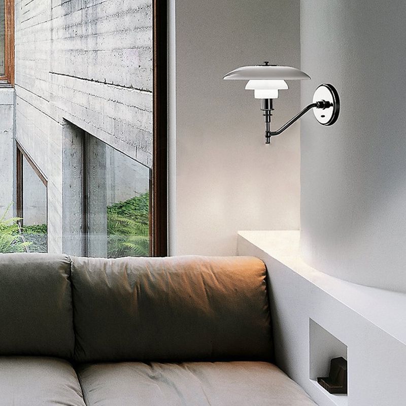 Simple Wall Light Fixture Household Wall Light Sconce with Glass Shade for Bedroom