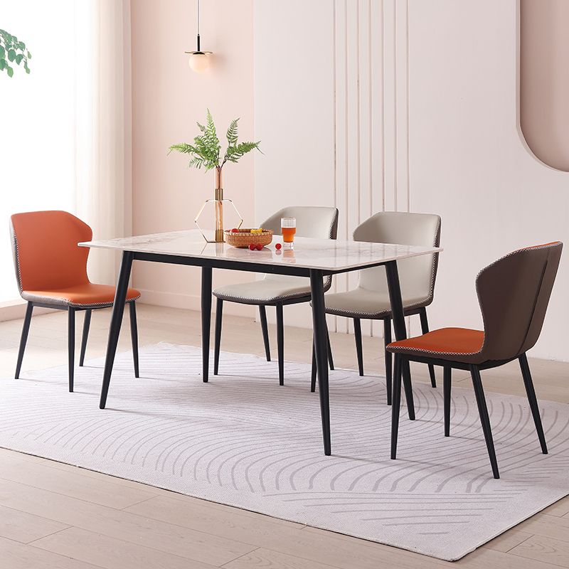 Contemporary Armless Dining Chairs Faux Leather Wingback Side Chair