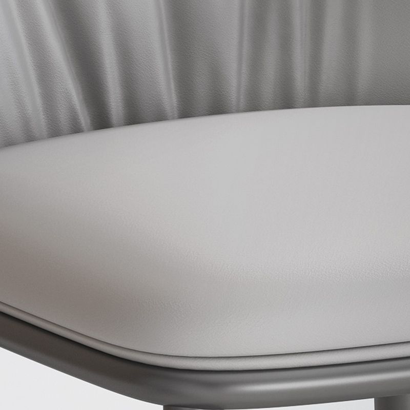 Modern Indoor Side Chair with Grey Metal Legs Faux Leather Dining Chair for Home