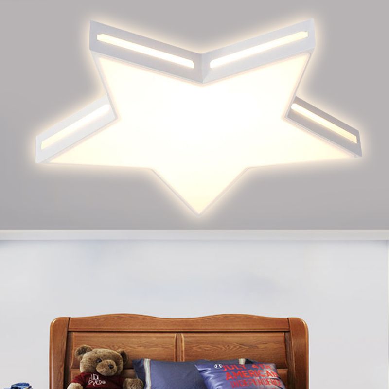 Lámpara de techo LED de acrílico moderna con forma de estrella blanca para dormitorio de niños