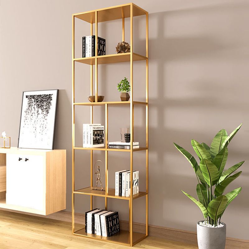Contemporary Iron Open Etagere Bookshelf Multi Shelf Vertical Bookcase for Study Room