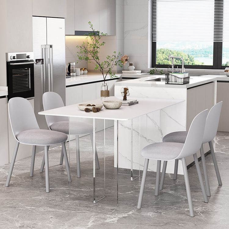 1/2/5/7 Pieces Modern Sintered Stone Top Dining Acrylic Base Set for Home