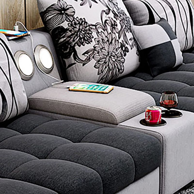 141.73"D x 94.5"W x 33.46"H Pillowed Back Cushions Sectionals with Storage