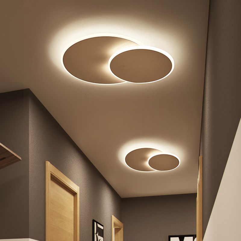 Runde Acryl-Deckenleuchte minimalistisch Weiß/Kaffee 16 "/19.5" breite LED-Unterputz-Lampe in Warm/Weißes Licht