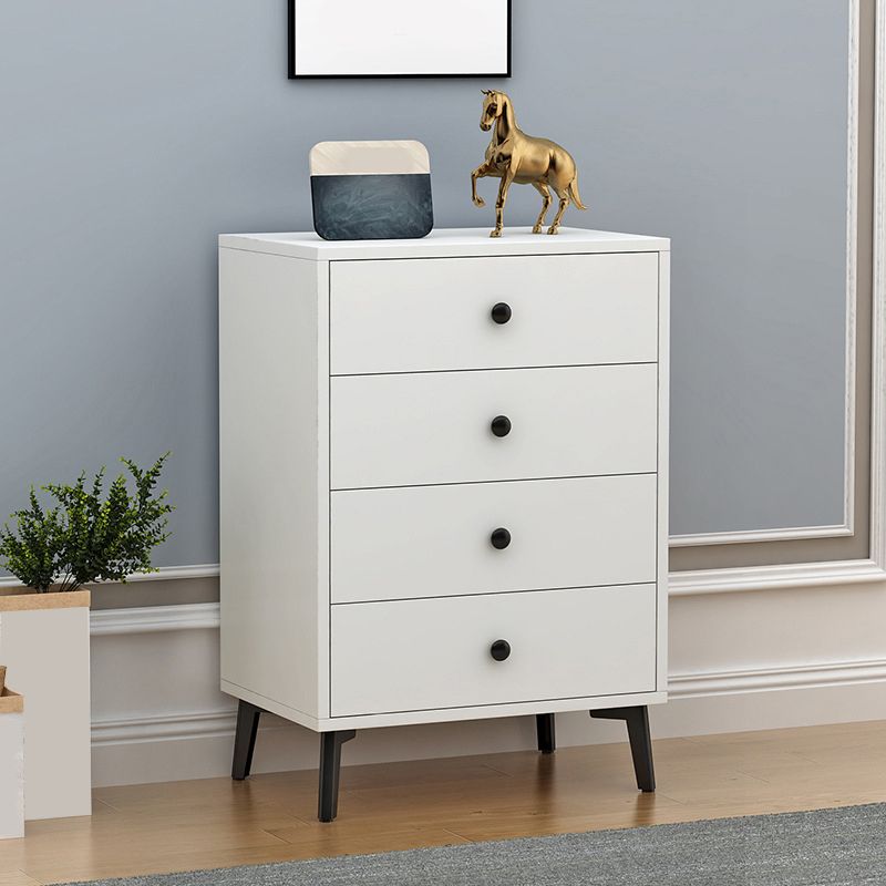 Modern Accent Chest with Soft Close Drawers White Accent Cabinet