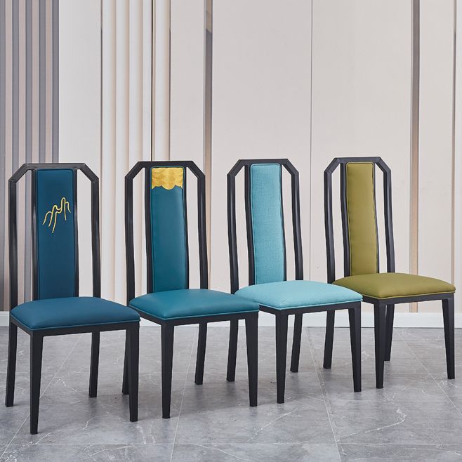Faux Leather Dining Chairs Glam Style High Back Dining Chairs